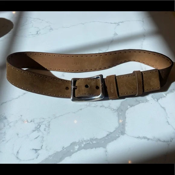 PRADA Brown Suede Belt with Silver hardware Light Brown Suede Belt | PRADA main image 2
